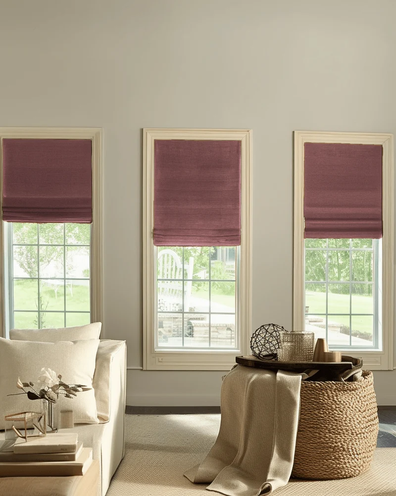 Zoe Flat Fold Linen Look Cordless Custom Roman Shade
