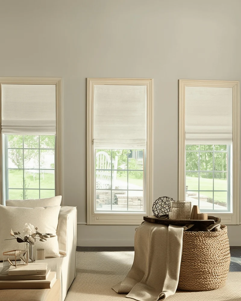 Zoe Flat Fold Linen Look Cordless Custom Roman Shade