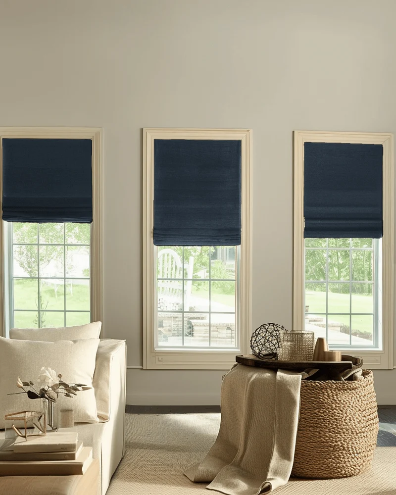 Zoe Flat Fold Linen Look Cordless Custom Roman Shade