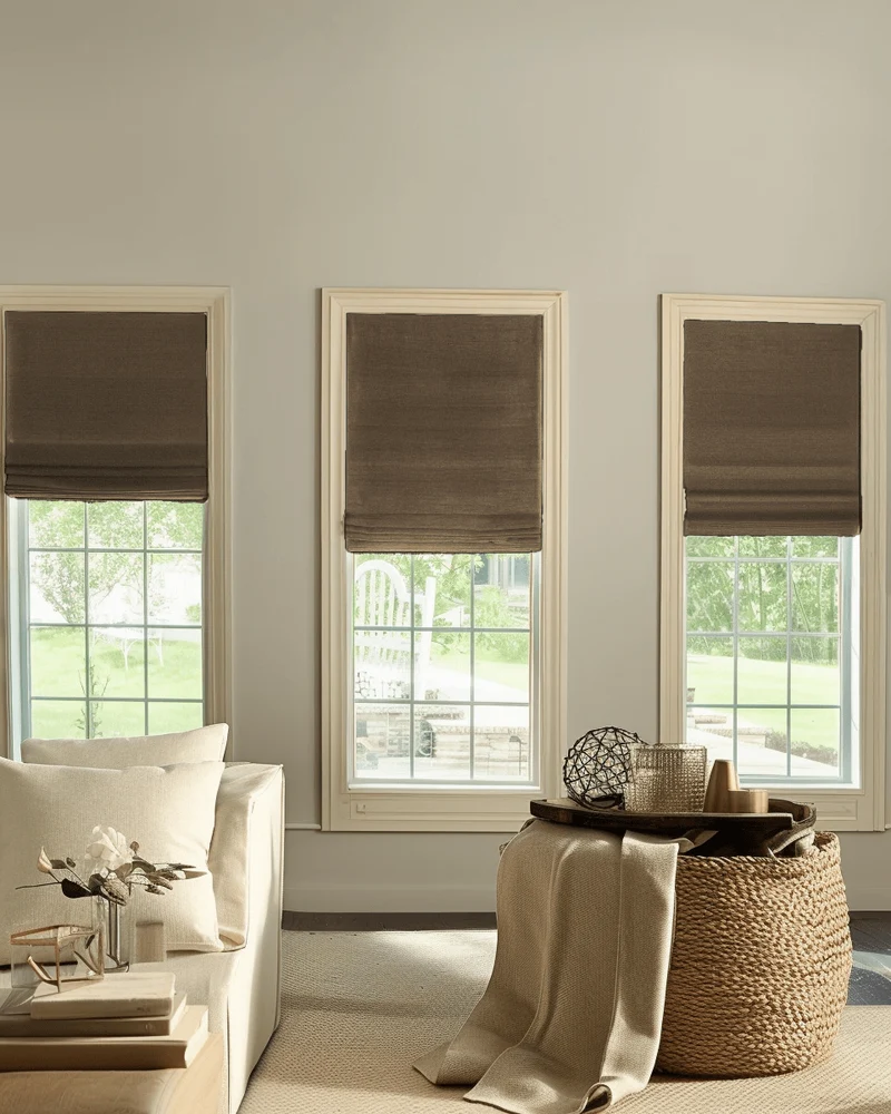 Zoe Flat Fold Linen Look Cordless Custom Roman Shade