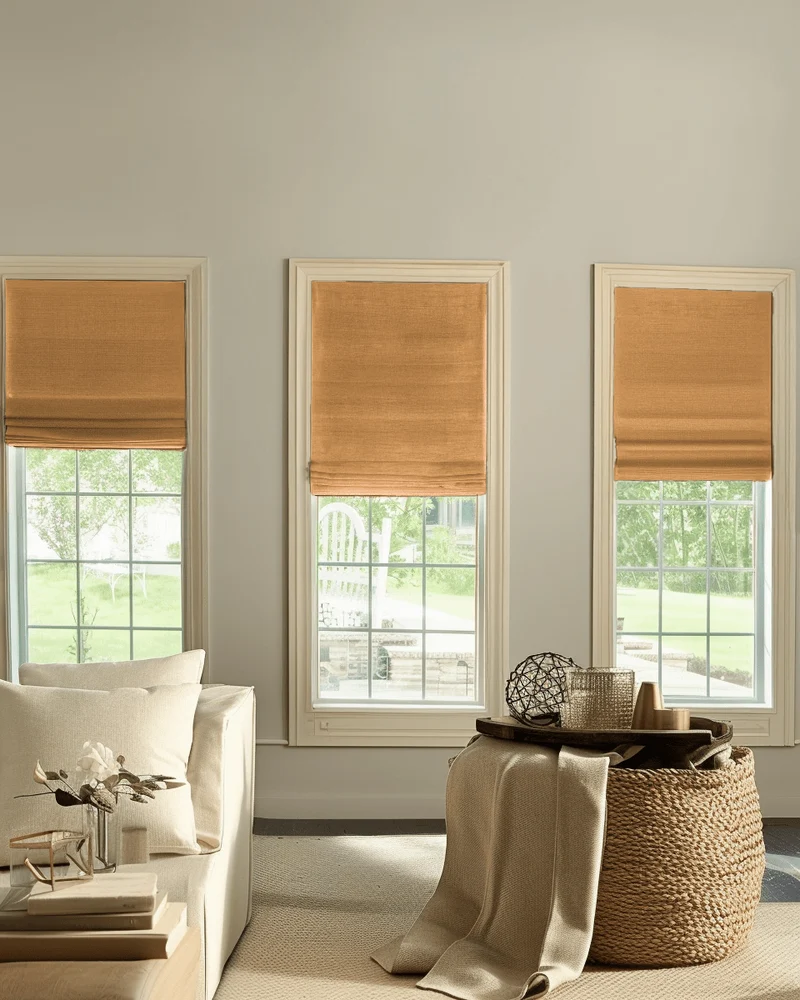 Zoe Flat Fold Linen Look Cordless Custom Roman Shade
