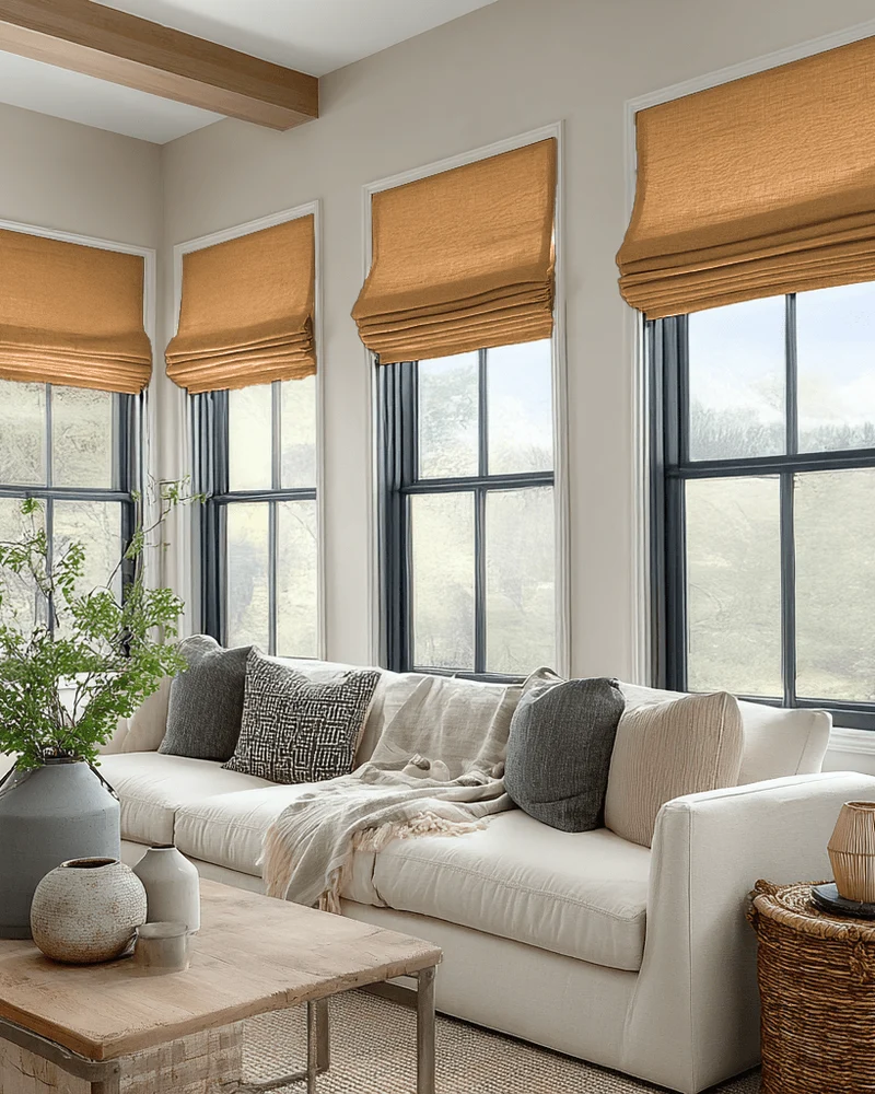 Zoe Flat Fold Linen Look Cordless Custom Roman Shade