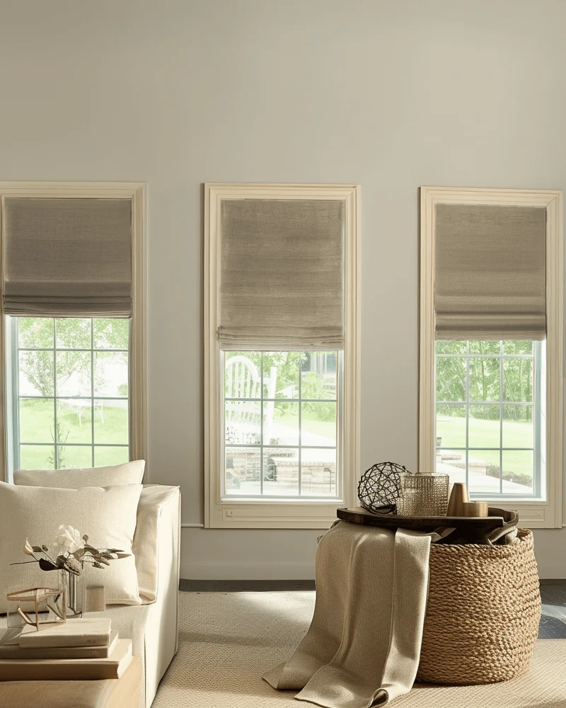 Zoe Flat Fold Linen Look Cordless Custom Roman Shade