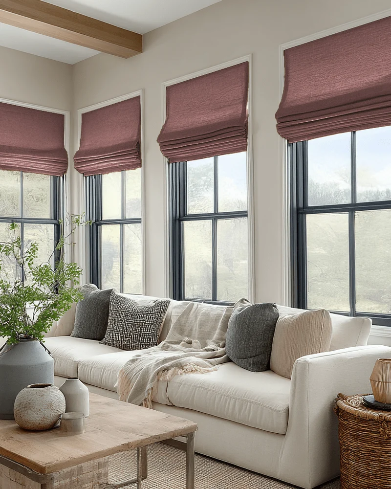 Zoe Flat Fold Linen Look Cordless Custom Roman Shade
