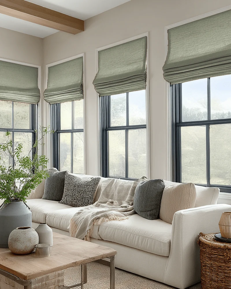 Zoe Flat Fold Linen Look Cordless Custom Roman Shade