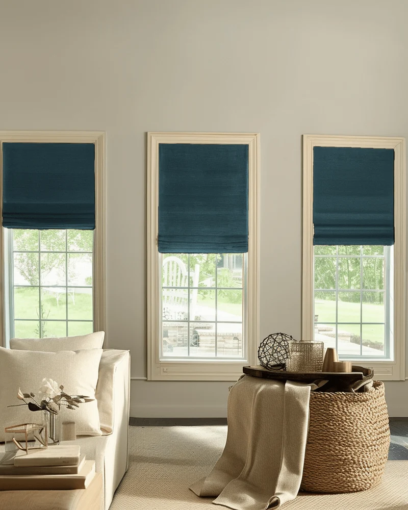 Zoe Flat Fold Linen Look Cordless Custom Roman Shade