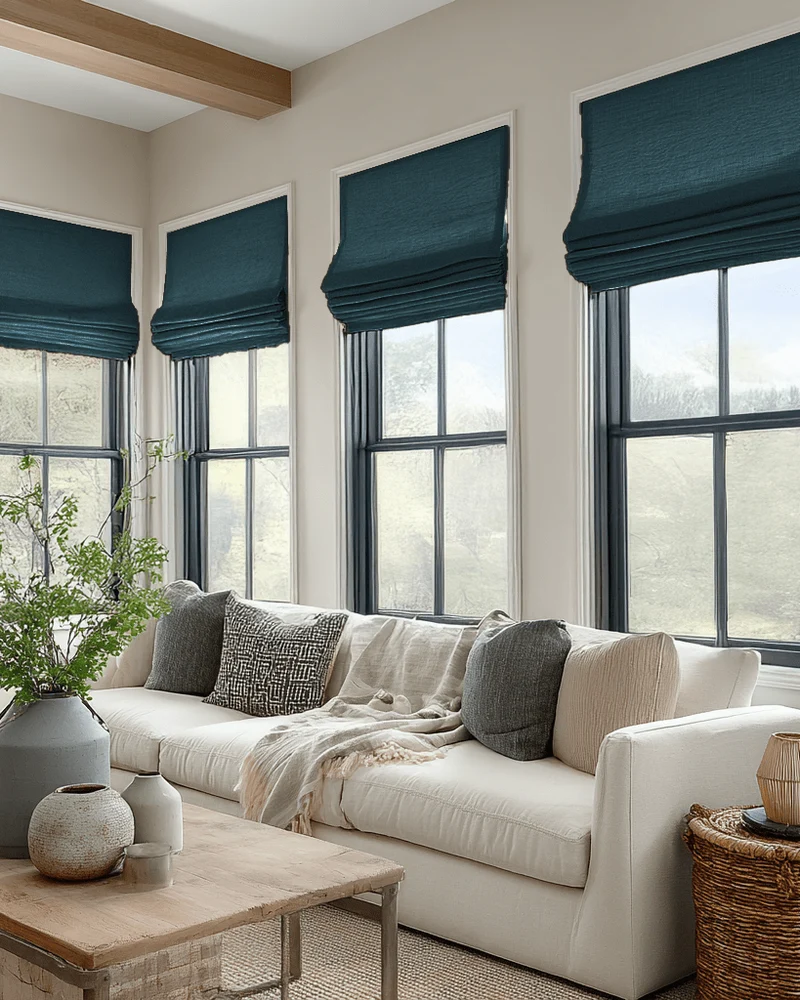 Zoe Flat Fold Linen Look Cordless Custom Roman Shade