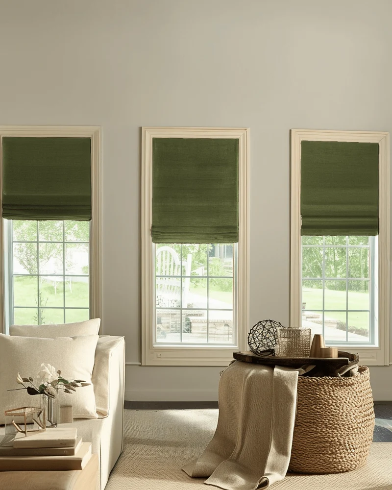 Zoe Flat Fold Linen Look Cordless Custom Roman Shade