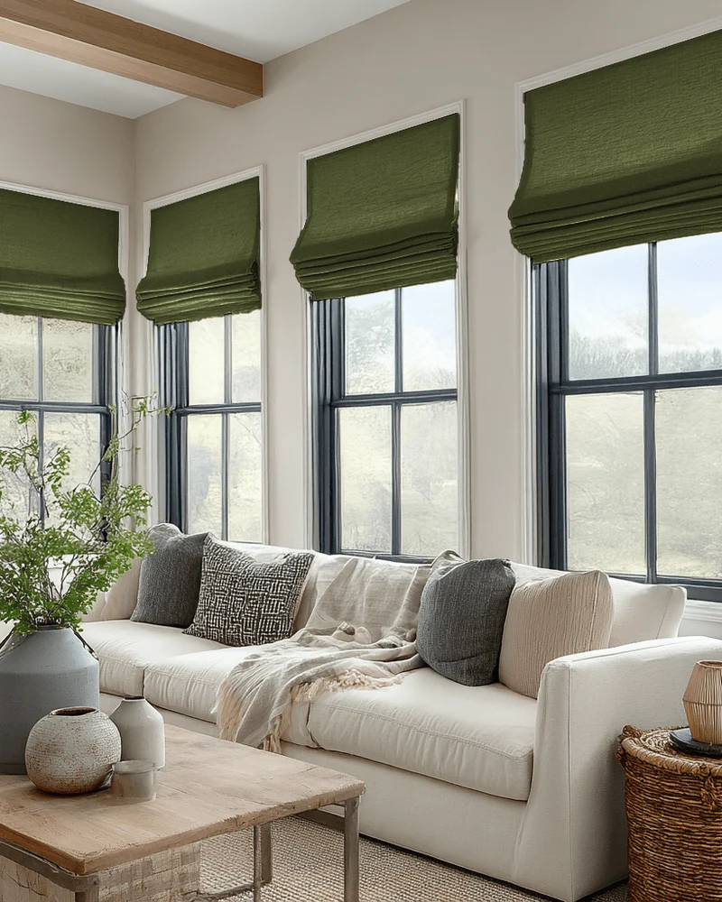 Zoe Flat Fold Linen Look Cordless Custom Roman Shade