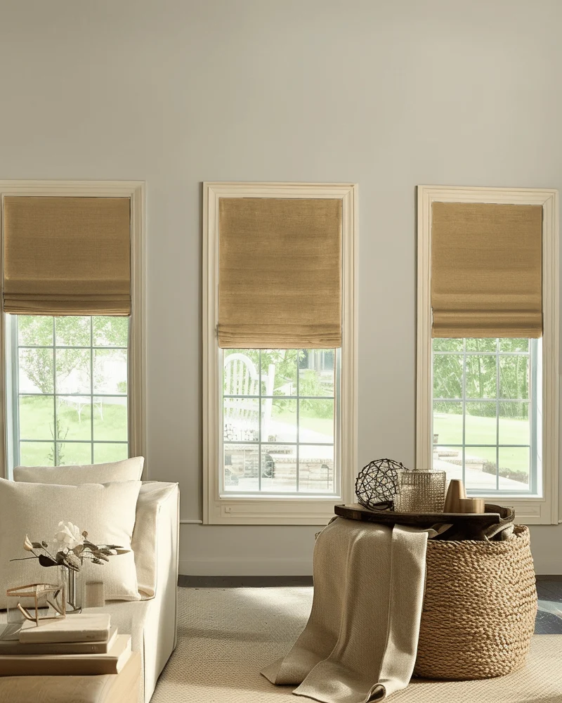 Zoe Flat Fold Linen Look Cordless Custom Roman Shade