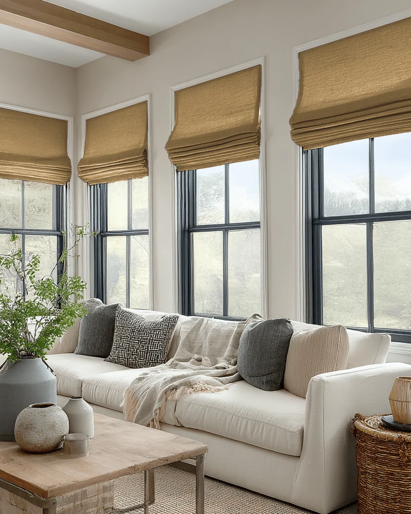 Zoe Flat Fold Linen Look Cordless Custom Roman Shade
