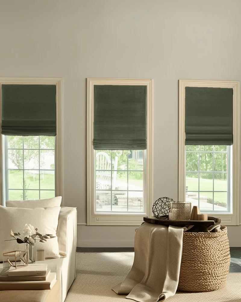 Zoe Flat Fold Linen Look Cordless Custom Roman Shade