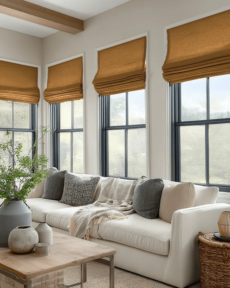 Zoe Flat Fold Linen Look Cordless Custom Roman Shade