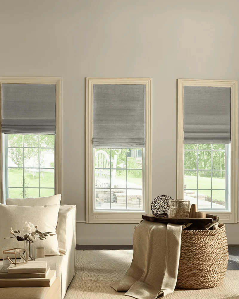 Zoe Flat Fold Linen Look Cordless Custom Roman Shade