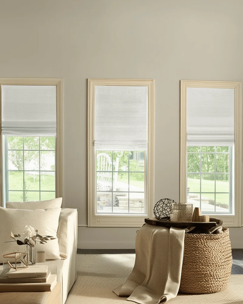Zoe Flat Fold Linen Look Cordless Custom Roman Shade