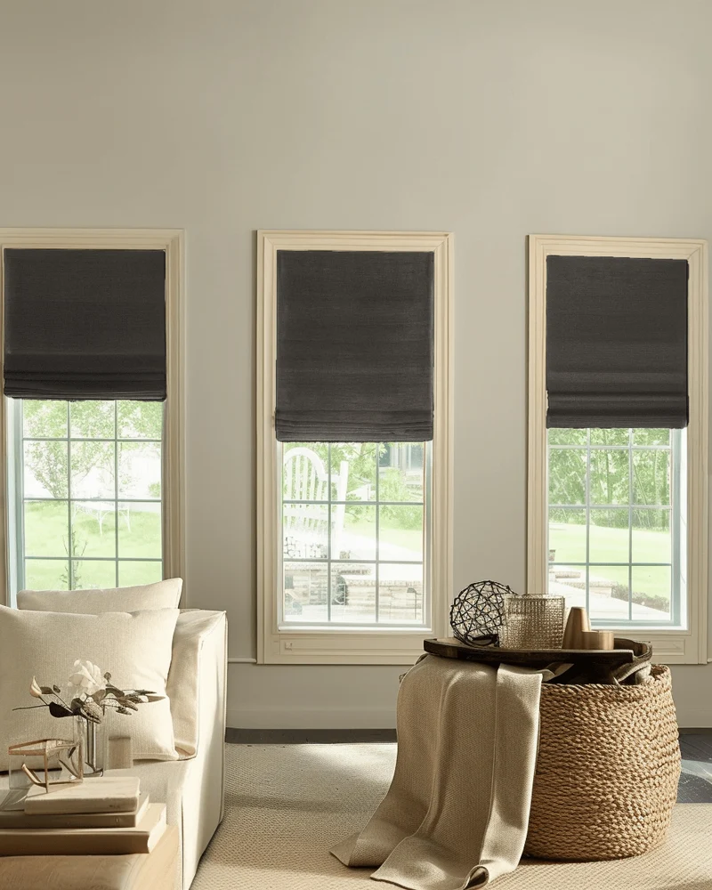Zoe Flat Fold Linen Look Cordless Custom Roman Shade