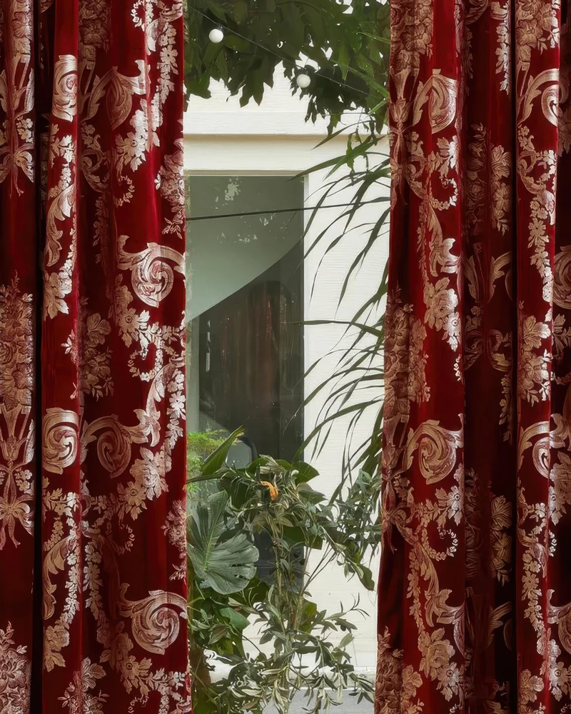 Tuscany Foil Printed Velvet Floral Patterned Custom Curtain | Designed in Italy