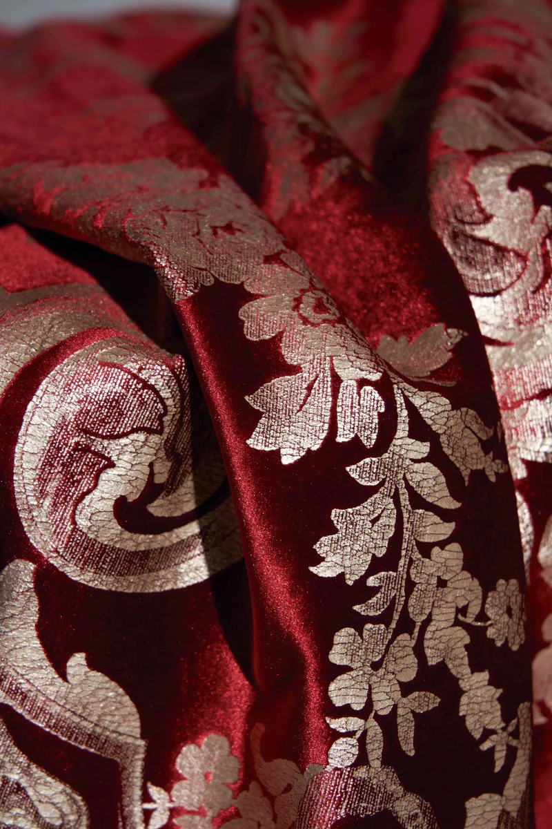 Tuscany Foil Printed Velvet Floral Patterned Custom Curtain | Designed in Italy