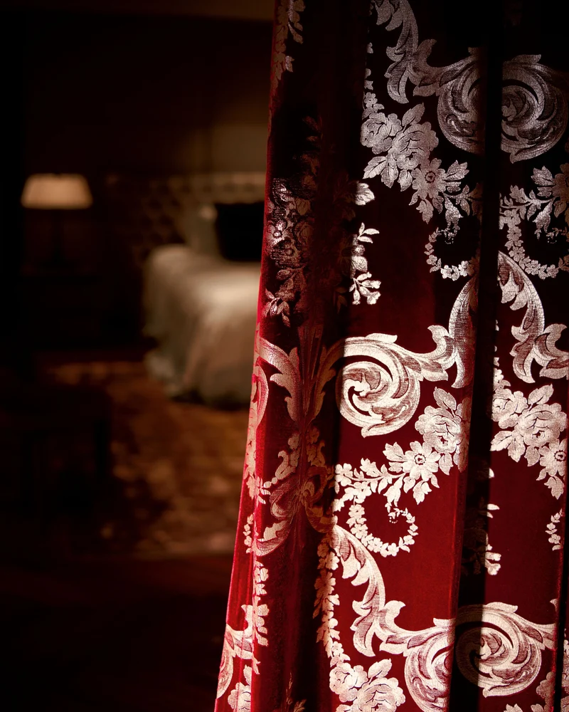 Tuscany Foil Printed Velvet Floral Patterned Custom Curtain | Designed in Italy