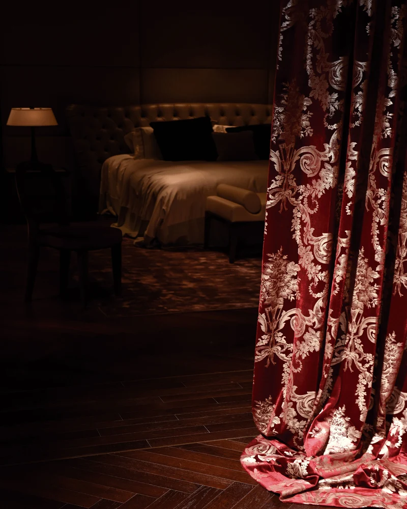 Tuscany Foil Printed Velvet Floral Patterned Custom Curtain | Designed in Italy
