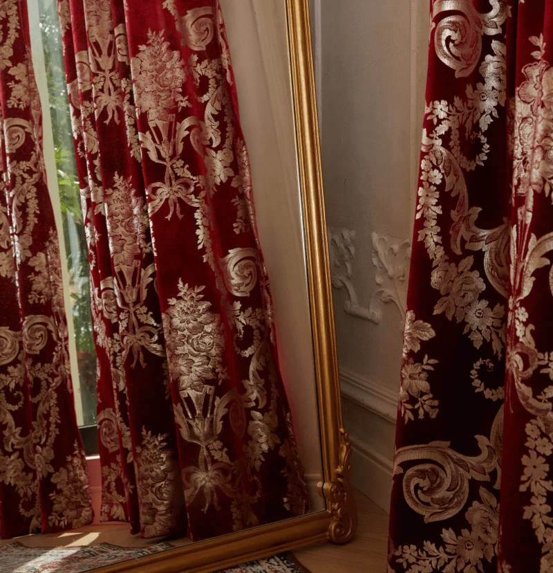Tuscany Foil Printed Velvet Floral Patterned Custom Curtain | Designed in Italy