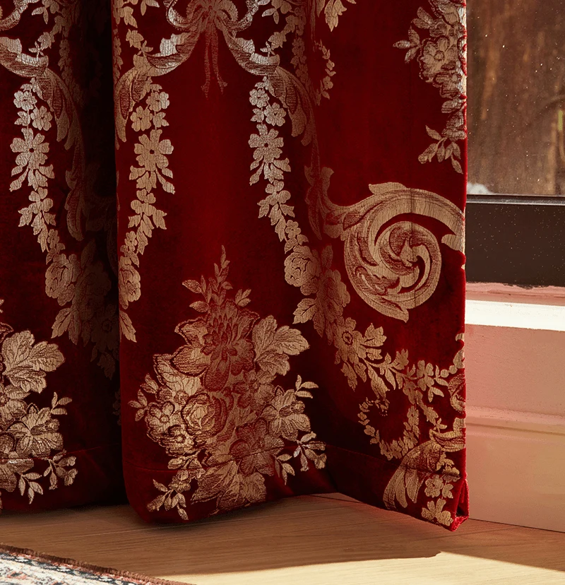 Tuscany Foil Printed Velvet Floral Patterned Custom Curtain | Designed in Italy