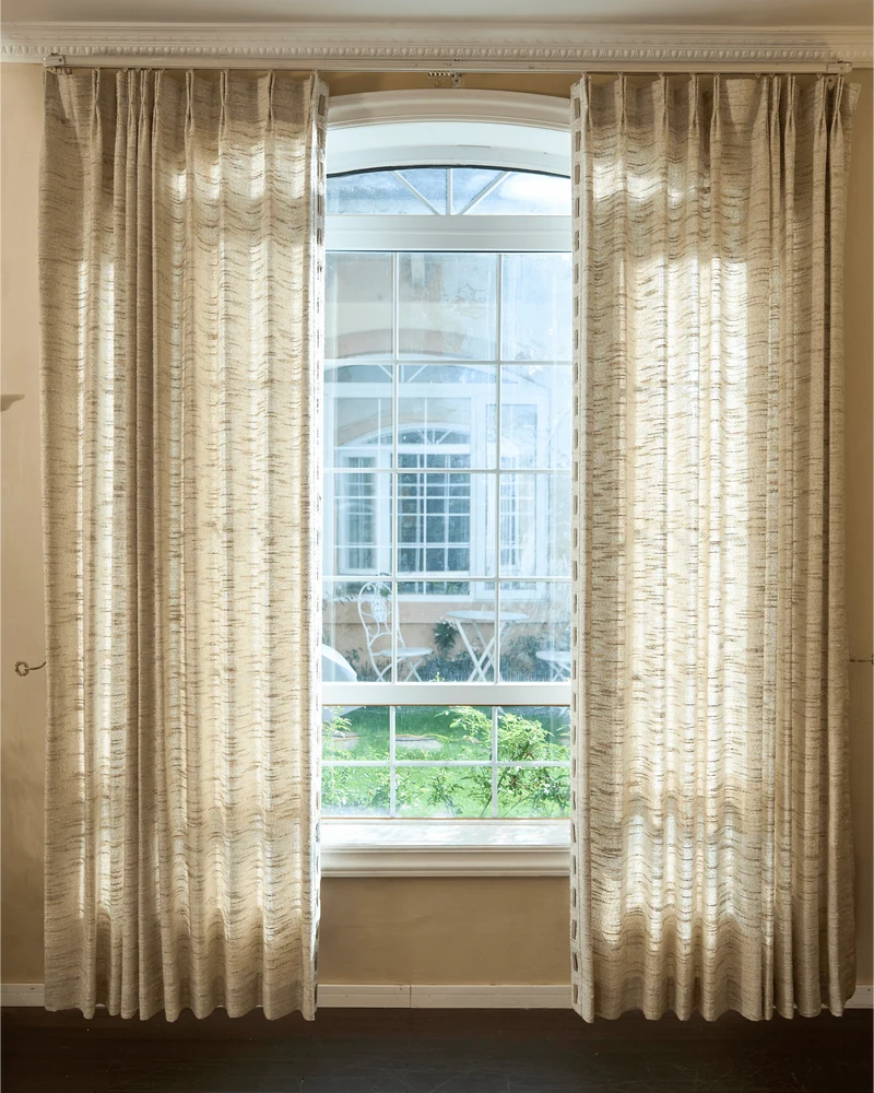 Juliette Wool Blend Textured Custom Curtain with Trim