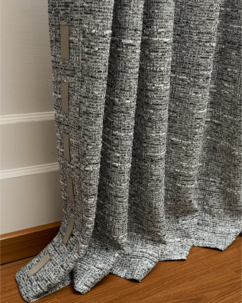 Juliette Wool Blend Textured Custom Curtain with Trim
