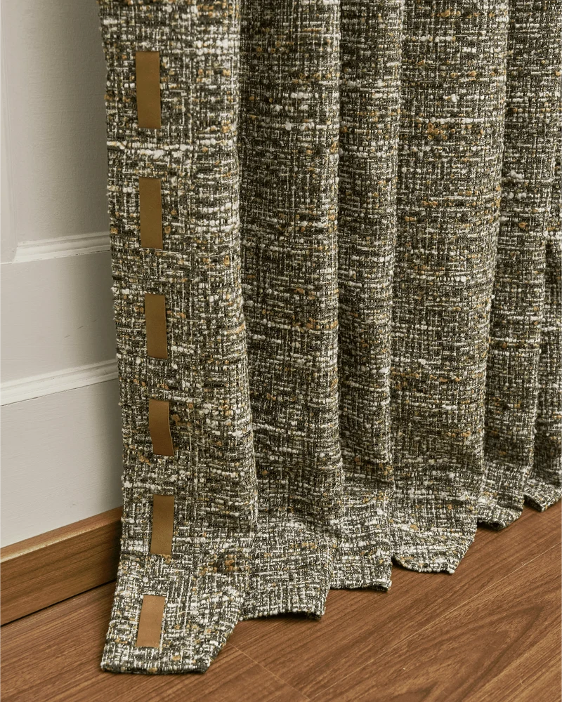 Juliette Wool Blend Textured Custom Curtain with Trim