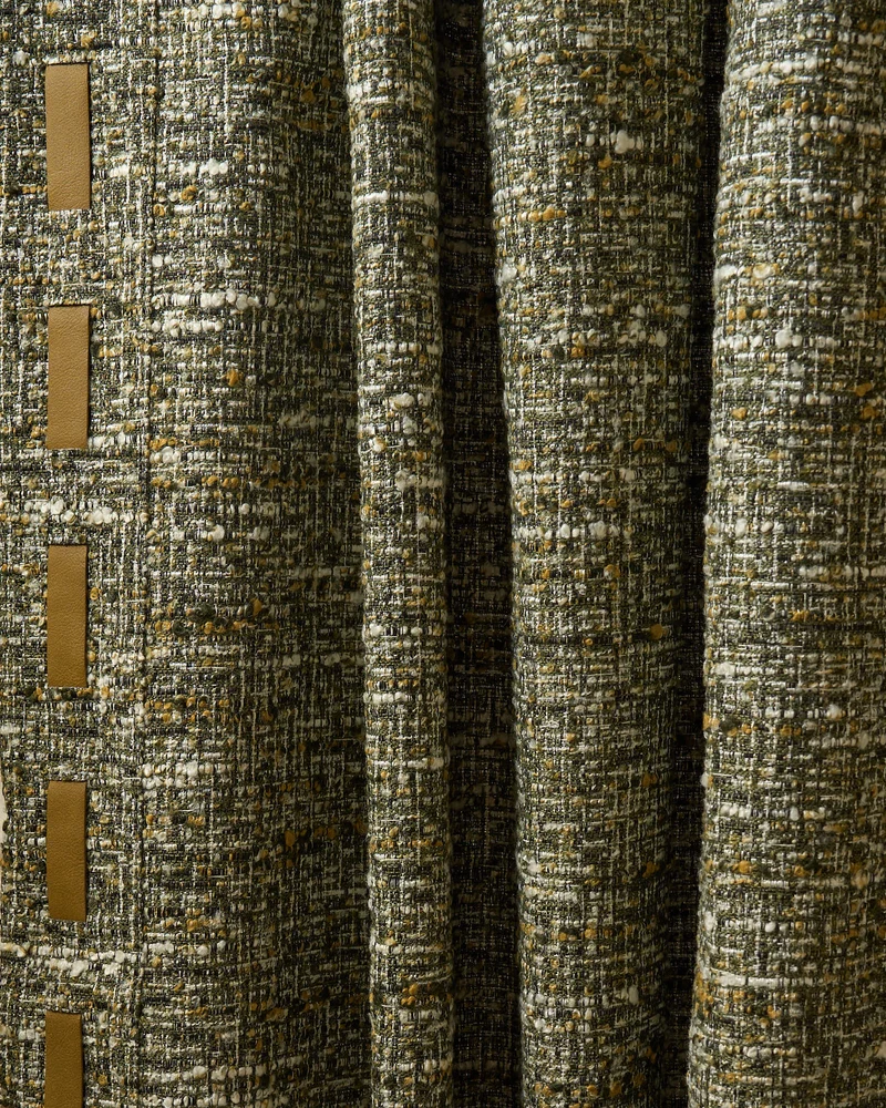 Juliette Wool Blend Textured Custom Curtain with Trim