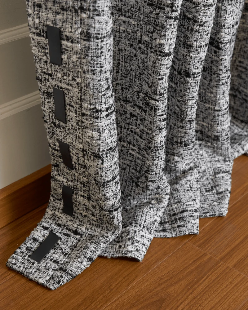 Juliette Wool Blend Textured Custom Curtain with Trim