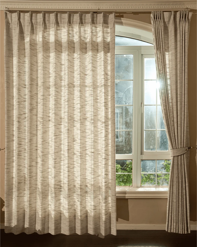 Juliette Wool Blend Textured Custom Curtain with Trim