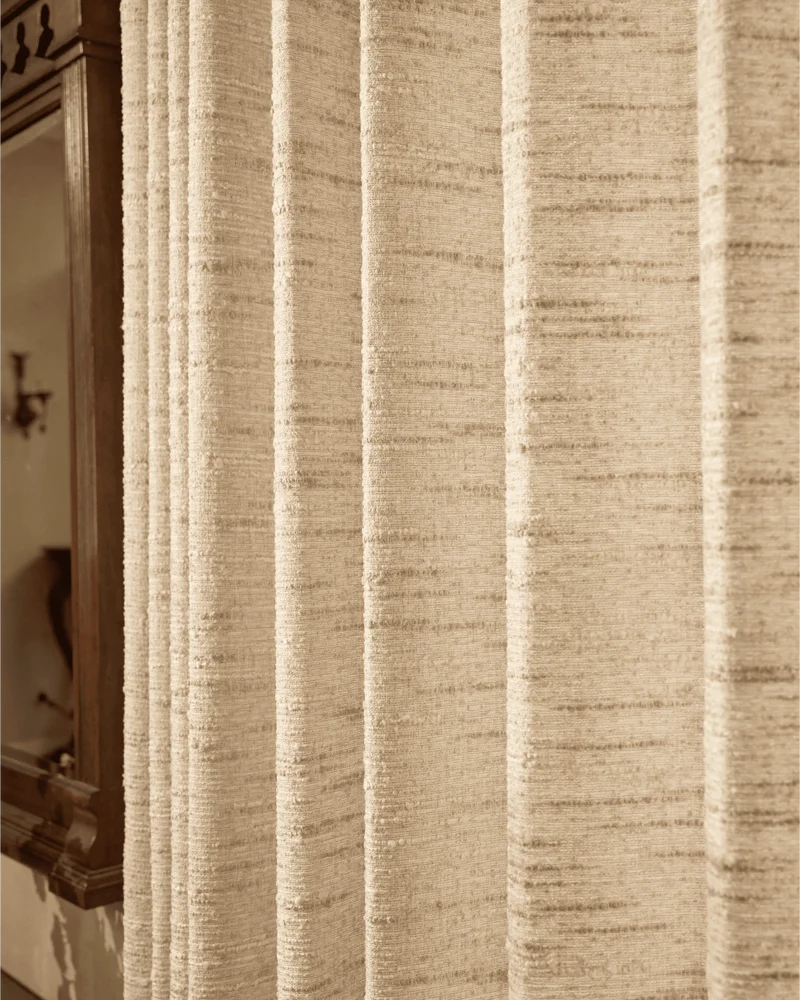 Juliette Wool Blend Textured Custom Curtain with Trim