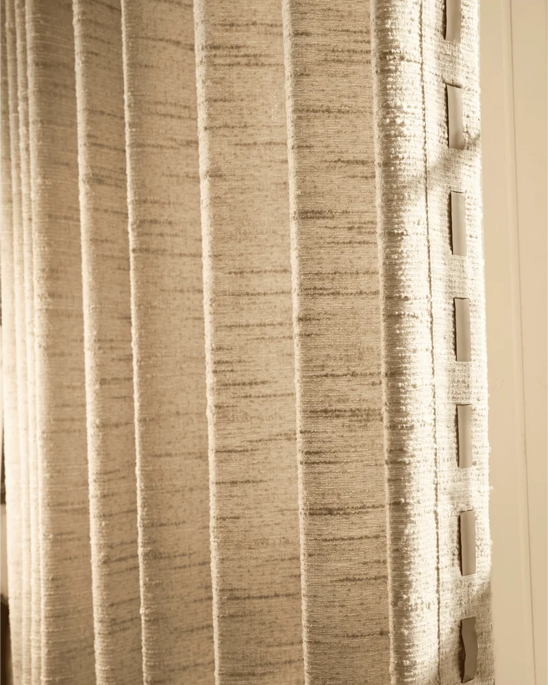 Juliette Wool Blend Textured Custom Curtain with Trim