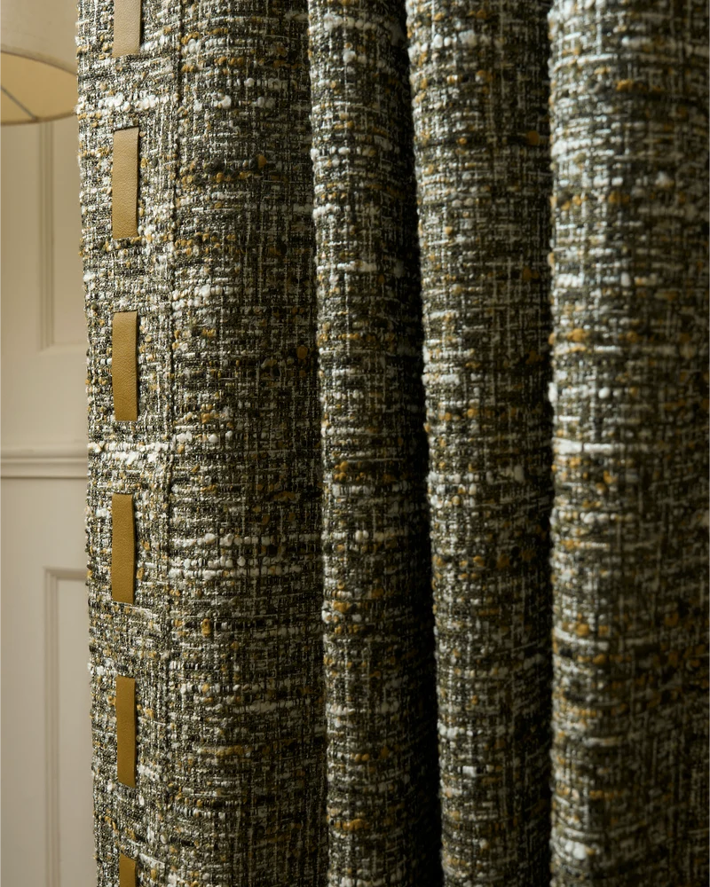 Juliette Wool Blend Textured Custom Curtain with Trim