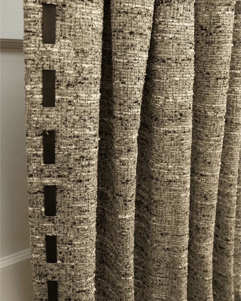 Juliette Wool Blend Textured Custom Curtain with Trim