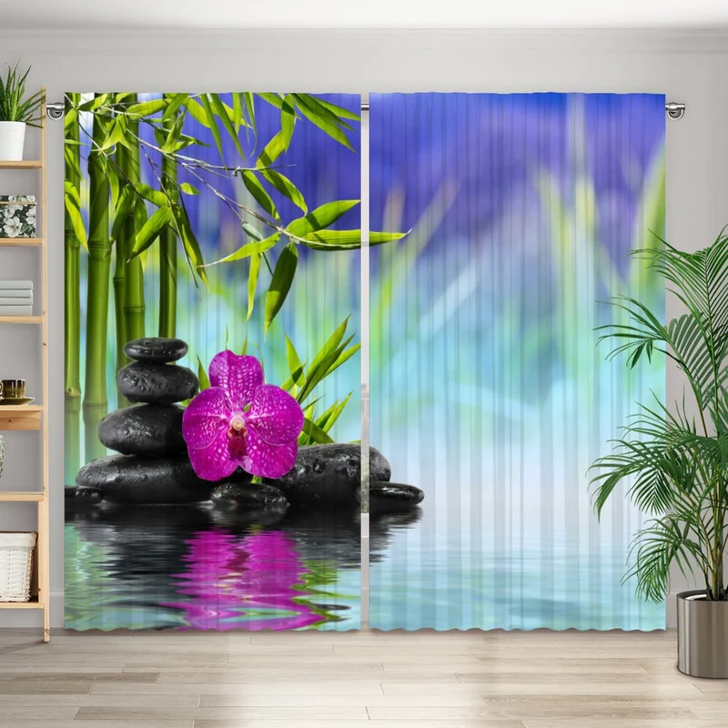 Vorhang Motiv "Spa Orchidee Steine"