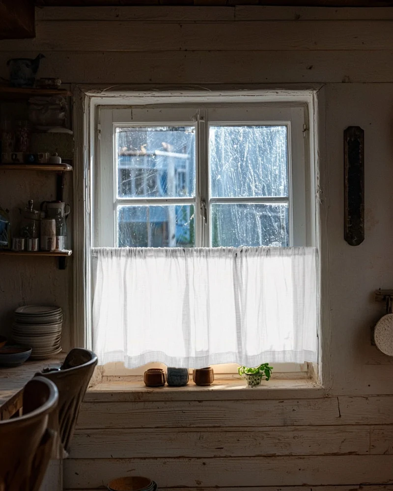 Wengen Linen & Cotton Blend Airy Sheer Custom Cafe Curtain