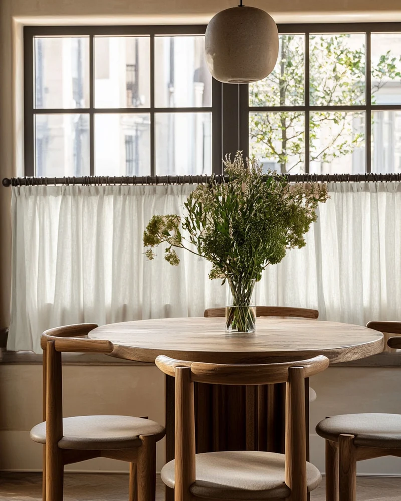 Kyoto 100% Linen Semi Sheer Custom Cafe Curtain