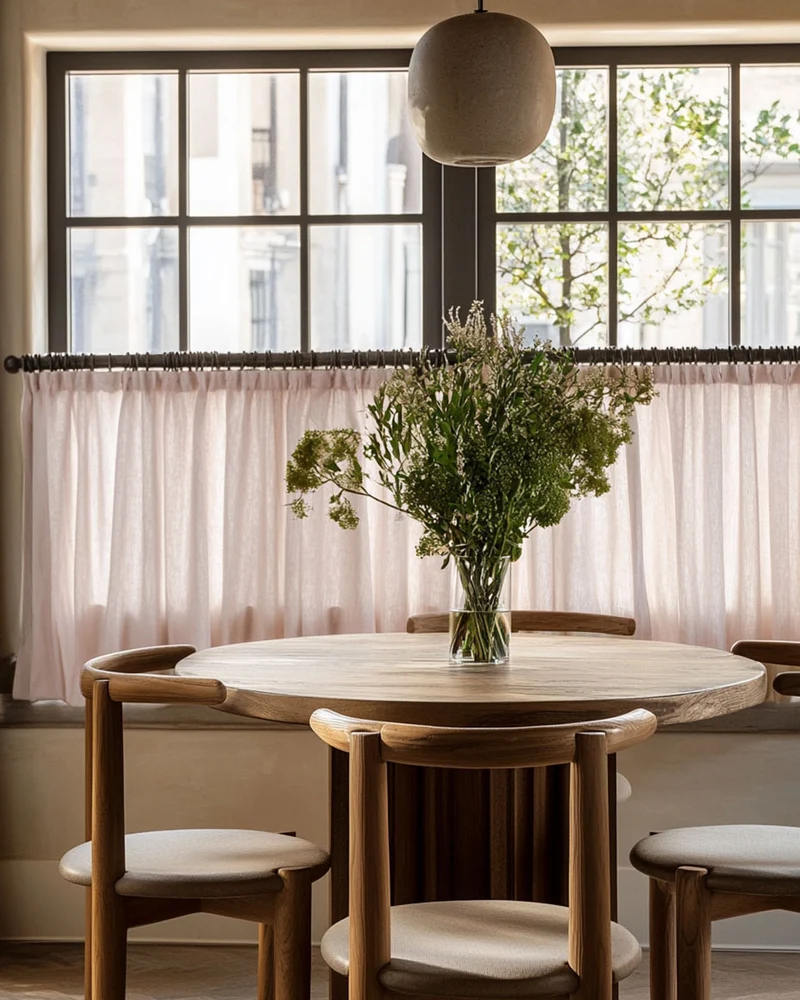 Kyoto 100% Linen Semi Sheer Custom Cafe Curtain