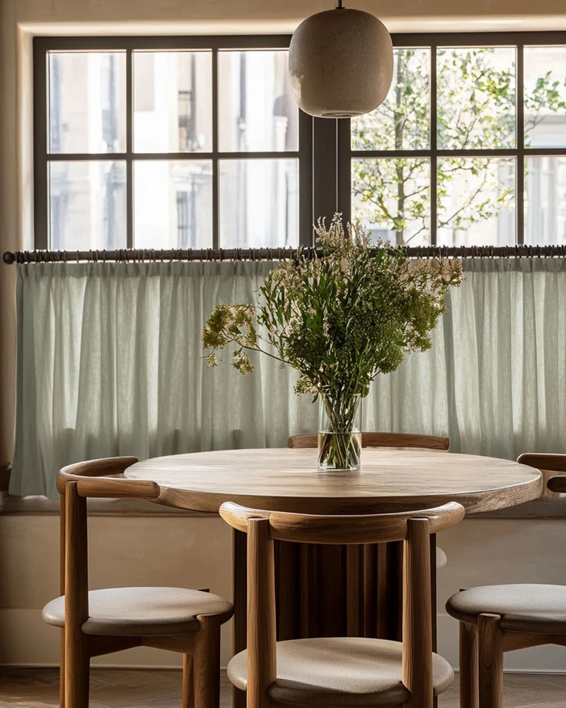 Kyoto 100% Linen Semi Sheer Custom Cafe Curtain