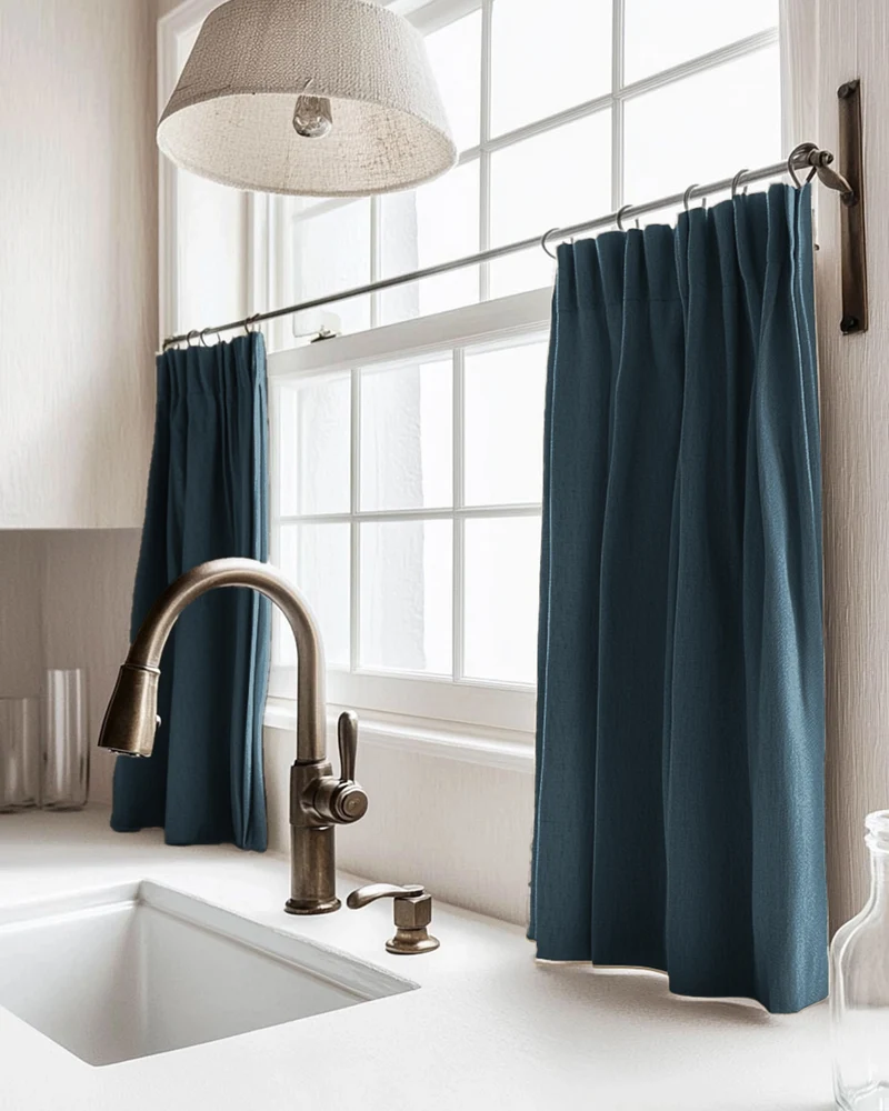 Zoe Linen Look Custom Cafe Curtain