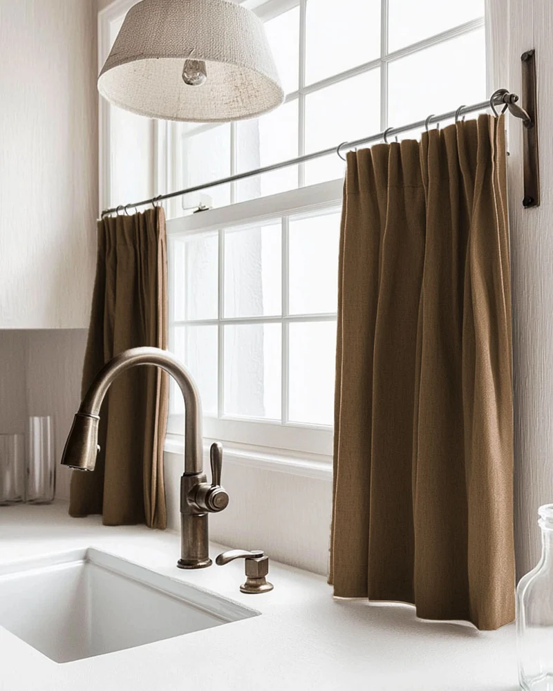 Zoe Linen Look Custom Cafe Curtain