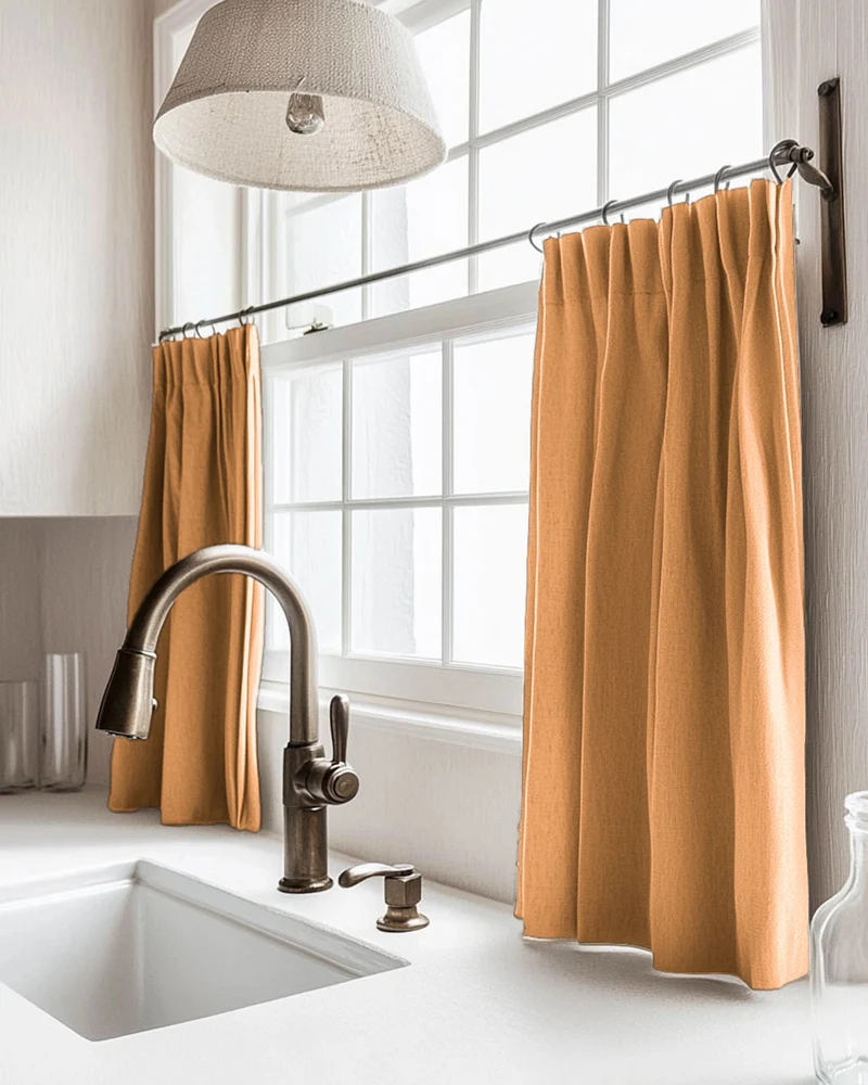 Zoe Linen Look Custom Cafe Curtain