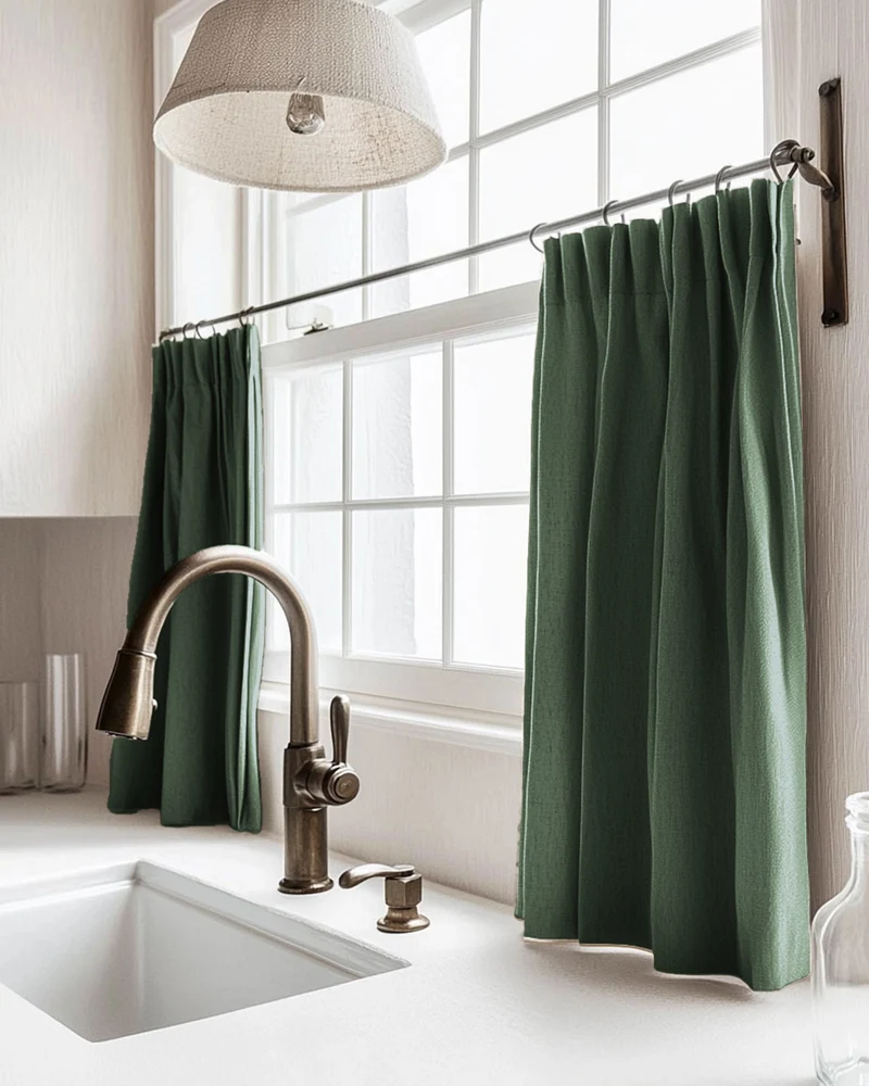 Zoe Linen Look Custom Cafe Curtain