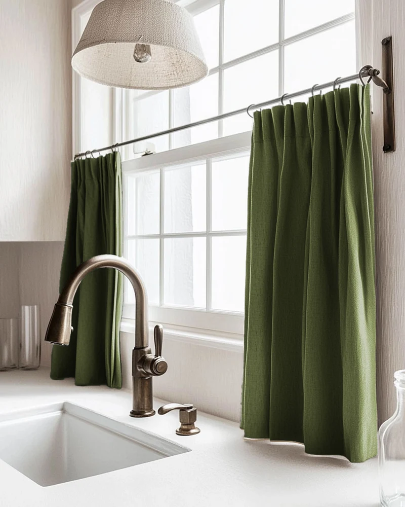 Zoe Linen Look Custom Cafe Curtain