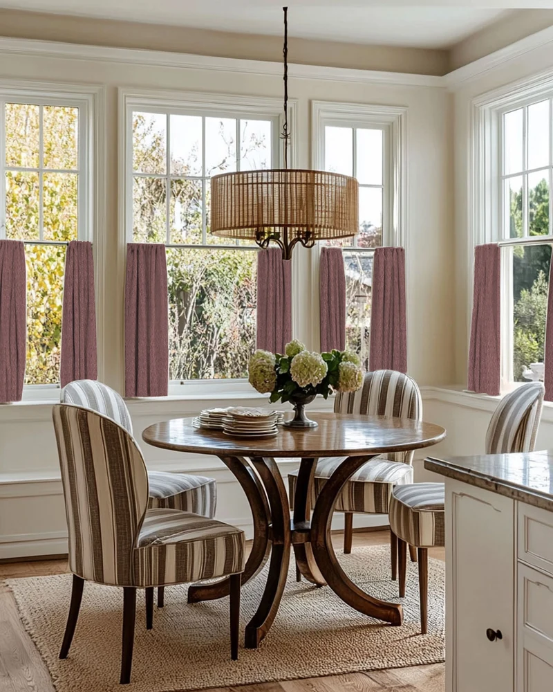 Zoe Linen Look Custom Cafe Curtain