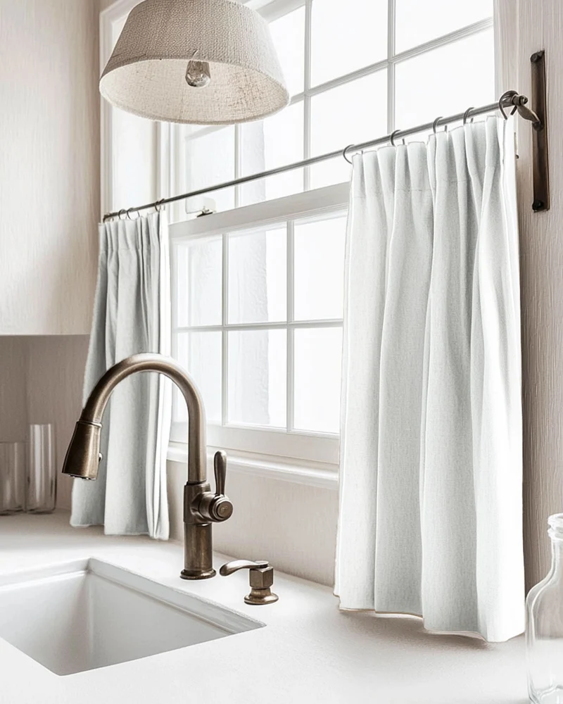 Zoe Linen Look Custom Cafe Curtain