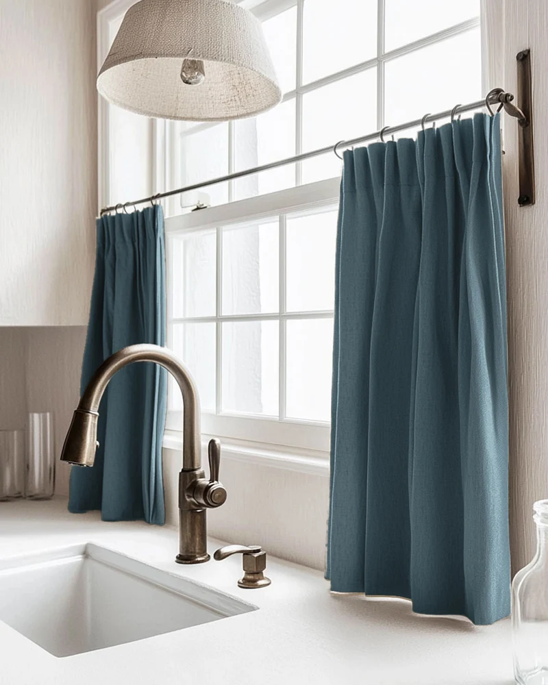 Zoe Linen Look Custom Cafe Curtain
