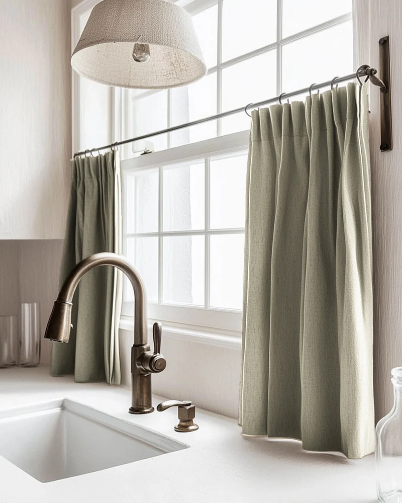 Zoe Linen Look Custom Cafe Curtain